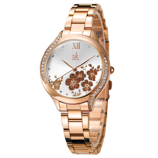 SK Floral Dial - Lady Silver Watch