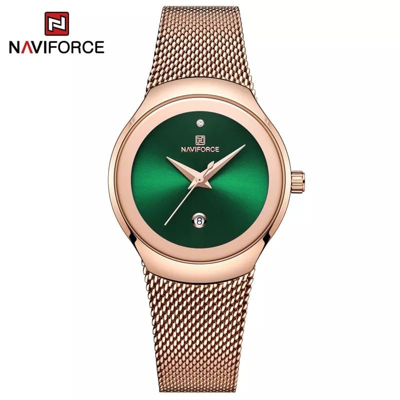 Naviforce Lady Stylish Bracelet Watch - GREEN FACE