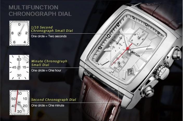 MEGIR Men Top Brand Luxury Rectangle Quartz  Watches